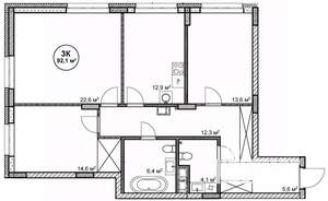 3-к квартира, строящийся дом, 92м2, 3/14 этаж