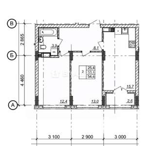 2-к квартира, вторичка, 56м2, 15/19 этаж