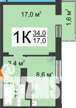 1-к квартира, вторичка, 34м2, 5/16 этаж