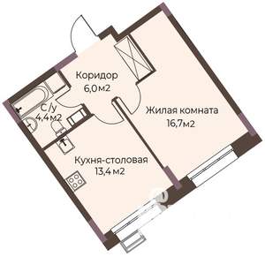 1-к квартира, вторичка, 41м2, 3/12 этаж