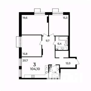 3-к квартира, вторичка, 104м2, 7/9 этаж