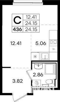 Студия квартира, вторичка, 24м2, 5/9 этаж
