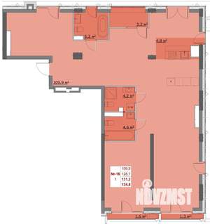 3-к квартира, вторичка, 131м2, 6/6 этаж