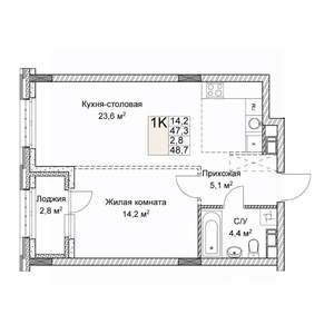Студия квартира, вторичка, 49м2, 3/9 этаж