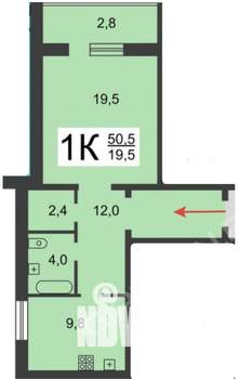 1-к квартира, вторичка, 51м2, 9/10 этаж