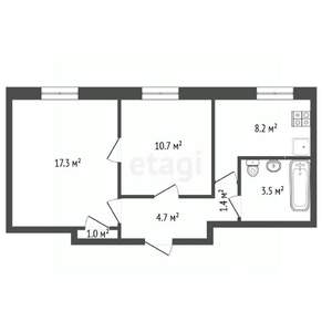 2-к квартира, вторичка, 49м2, 4/4 этаж