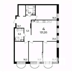4-к квартира, вторичка, 131м2, 4/9 этаж