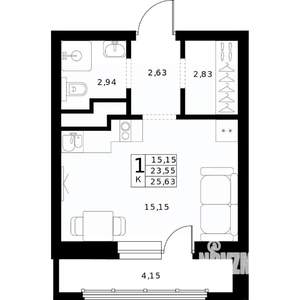 Студия квартира, вторичка, 26м2, 16/24 этаж