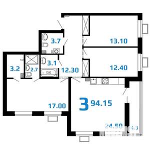 3-к квартира, вторичка, 94м2, 2/10 этаж