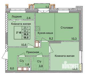 2-к квартира, вторичка, 57м2, 15/18 этаж