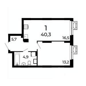 1-к квартира, вторичка, 40м2, 3/19 этаж