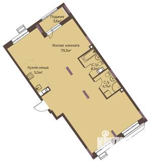1-к квартира, вторичка, 95м2, 8/12 этаж