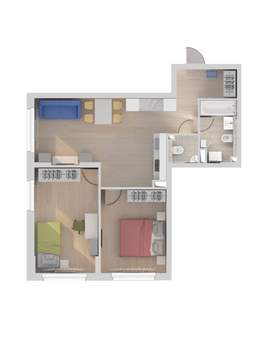 2-к квартира, сданный дом, 63м2, 2/22 этаж