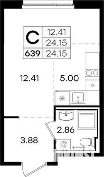 Студия квартира, вторичка, 24м2, 3/9 этаж