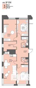 3-к квартира, вторичка, 96м2, 13/20 этаж