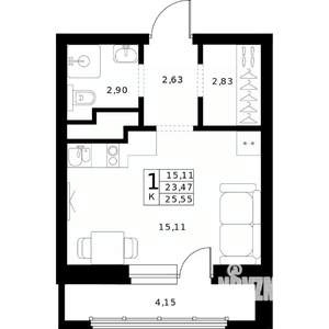 Студия квартира, строящийся дом, 26м2, 19/24 этаж