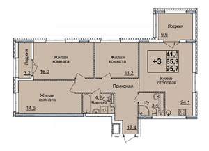 3-к квартира, вторичка, 95м2, 17/20 этаж