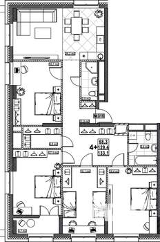 4-к квартира, вторичка, 133м2, 24/24 этаж