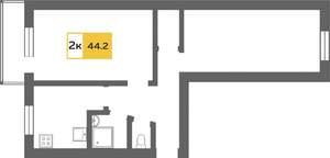 2-к квартира, вторичка, 46м2, 9/9 этаж