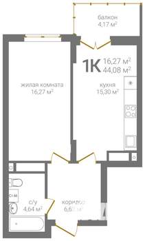 1-к квартира, вторичка, 44м2, 19/19 этаж