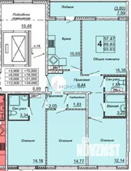 4-к квартира, вторичка, 90м2, 6/10 этаж