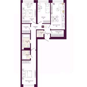 3-к квартира, вторичка, 86м2, 7/12 этаж