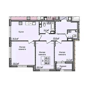 3-к квартира, вторичка, 85м2, 5/25 этаж