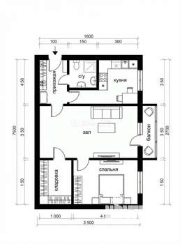2-к квартира, вторичка, 44м2, 2/5 этаж