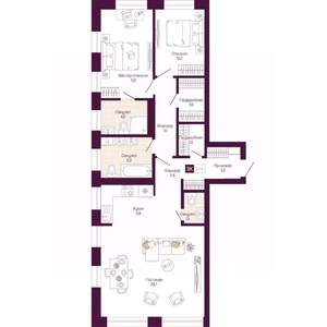 3-к квартира, вторичка, 95м2, 11/25 этаж