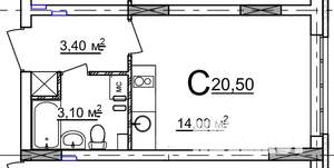 Студия квартира, строящийся дом, 21м2, 3/18 этаж