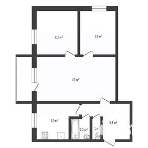 3-к квартира, вторичка, 49м2, 1/5 этаж