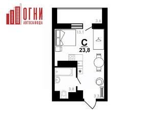 Студия квартира, вторичка, 24м2, 24/25 этаж