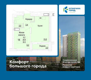 1-к квартира, вторичка, 30м2, 25/25 этаж