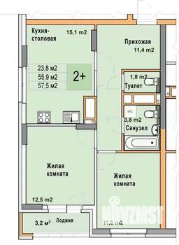 2-к квартира, вторичка, 58м2, 20/25 этаж