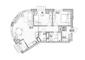 2-к квартира, строящийся дом, 64м2, 3/24 этаж