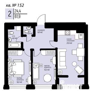 2-к квартира, вторичка, 62м2, 14/25 этаж