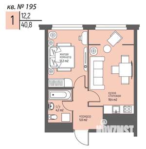 1-к квартира, вторичка, 41м2, 19/25 этаж