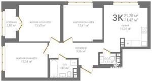 3-к квартира, вторичка, 71м2, 13/24 этаж