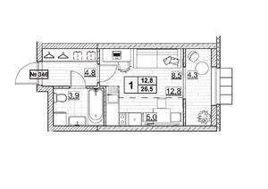 Студия квартира, вторичка, 27м2, 18/24 этаж