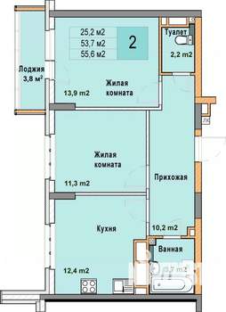 2-к квартира, вторичка, 56м2, 17/25 этаж