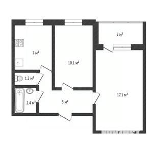 2-к квартира, вторичка, 45м2, 1/9 этаж