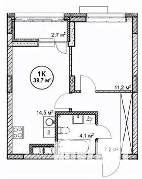 1-к квартира, вторичка, 40м2, 13/14 этаж
