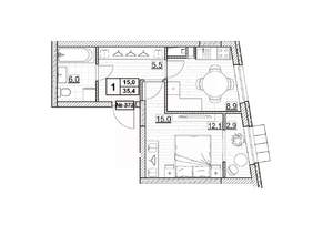 1-к квартира, вторичка, 35м2, 21/24 этаж