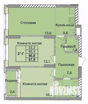2-к квартира, вторичка, 57м2, 1/18 этаж