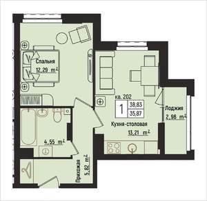 1-к квартира, вторичка, 39м2, 10/15 этаж