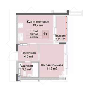 1-к квартира, вторичка, 35м2, 3/10 этаж