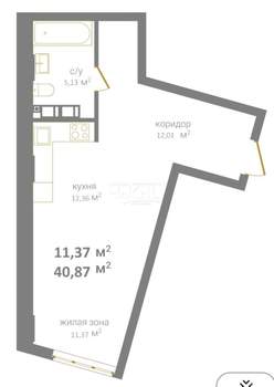 1-к квартира, вторичка, 41м2, 3/12 этаж