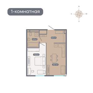 1-к квартира, вторичка, 39м2, 7/18 этаж