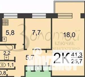 2-к квартира, вторичка, 41м2, 7/9 этаж
