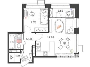 1-к квартира, вторичка, 43м2, 13/20 этаж